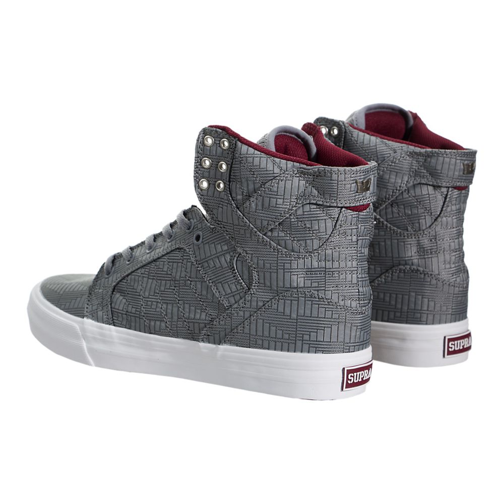 Baskets Montantes Supra SkyTop HF Grise Steel/Burgundy-White Homme | WIT-58477215